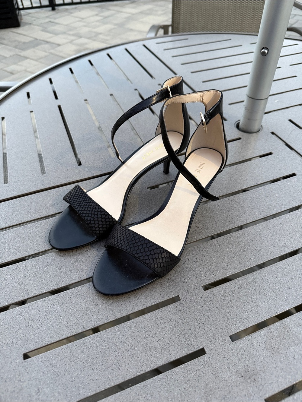 Nine West Black Open-Toe Ankle-Strap Heels
